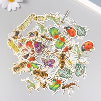 Наклейки для творчества "Насекомые" тиснение золото набор 48 шт 9х7х0,8 см