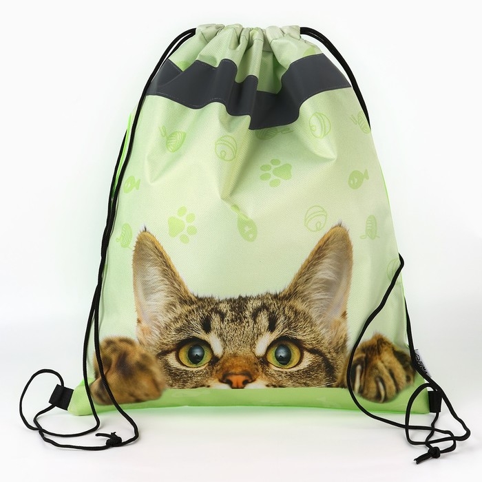 Мешок для обуви со светоотражающим элементом &laquo;Забавный котёнок&raquo; 30 х 40 см