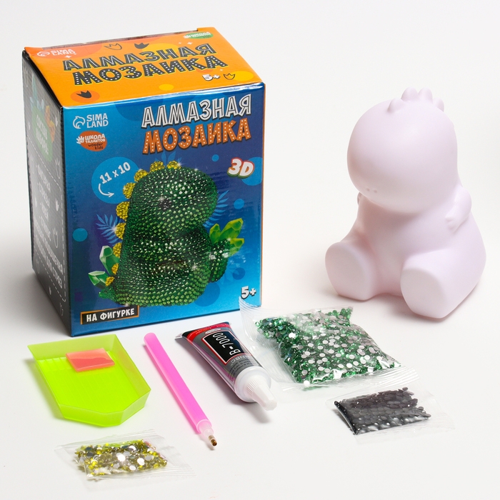 Алмазная мозаика на фигурке для детей &laquo;Динозавр&raquo;, полное заполнение