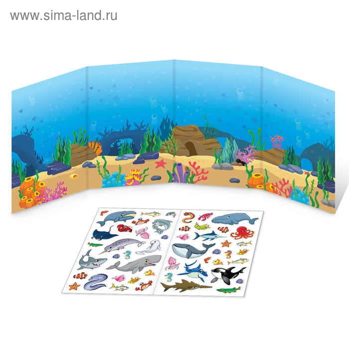 Наклейки многоразовые «Кто живёт в море», книжка-раскладушка Наклейки многоразовые «Кто живёт в море», книжка-раскладушка