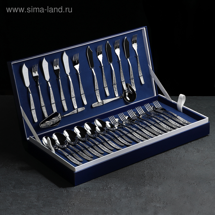 Набор столовый &laquo;Уралочка&raquo;, 60 предметов, толщина 2 мм, декоративная коробка, цвет серебряный