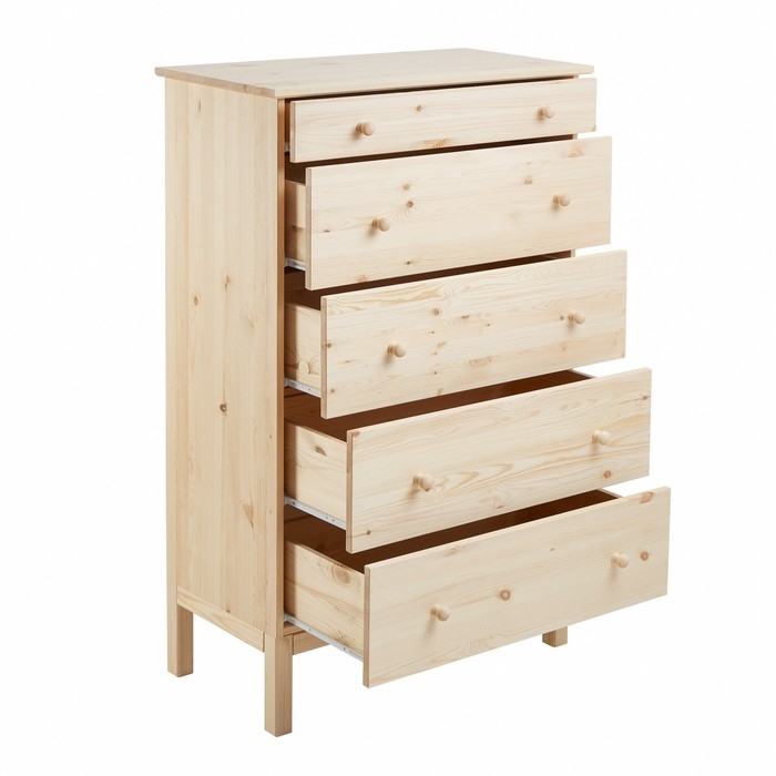 Комод TARVA 5, 76х40х127, Массив сосны