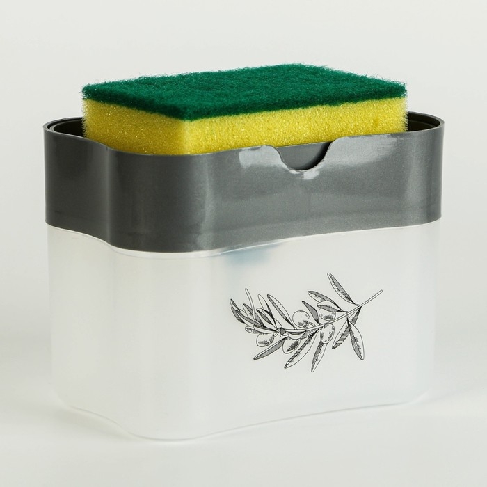 Дозатор для моющего средства кухонный &laquo;Sweet home&raquo;,с подставкой для губки, серый, 12 х 10,5 см.