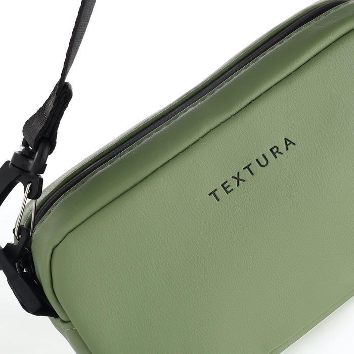 Сумка женская на молнии, TEXTURA, маленький размер, длинный ремень, цвет оливковый