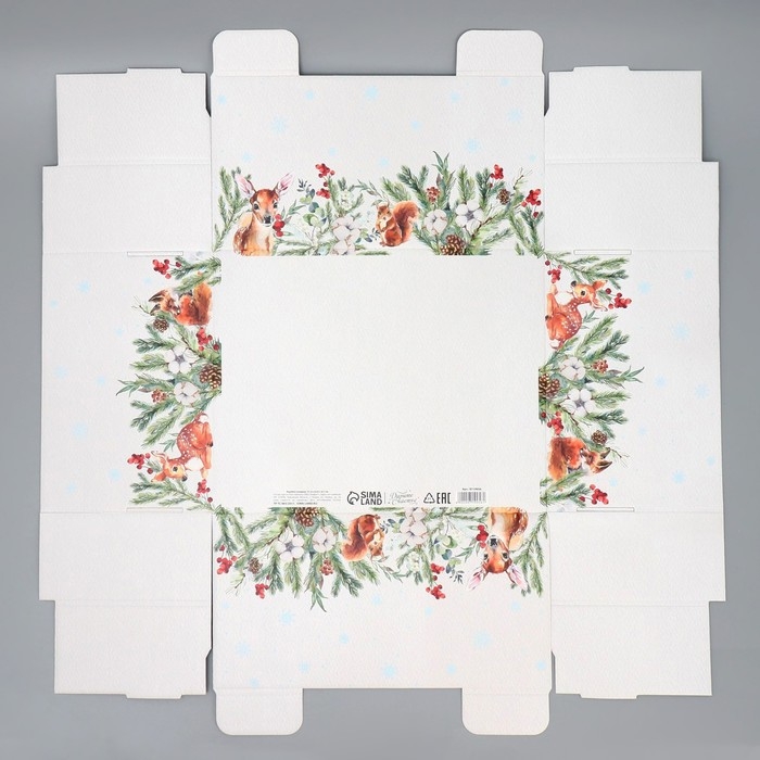 Коробка подарочная новогодняя складная &laquo;С новым годом!&raquo;, 31.2 х 25.6 х 16.1 см, Новый год