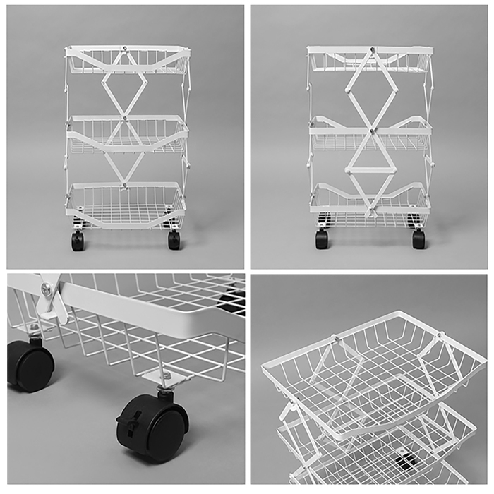 Накопитель складной на колесах, 3 полки, 35,3&times;27,3&times;53,3 см, цвет белый