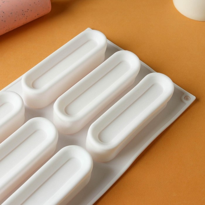 Форма для муссовых десертов и выпечки KONFINETTA &laquo;Венеция&raquo;, силикон, 29,5&times;17&times;3 см, 6 ячеек, цвет белый