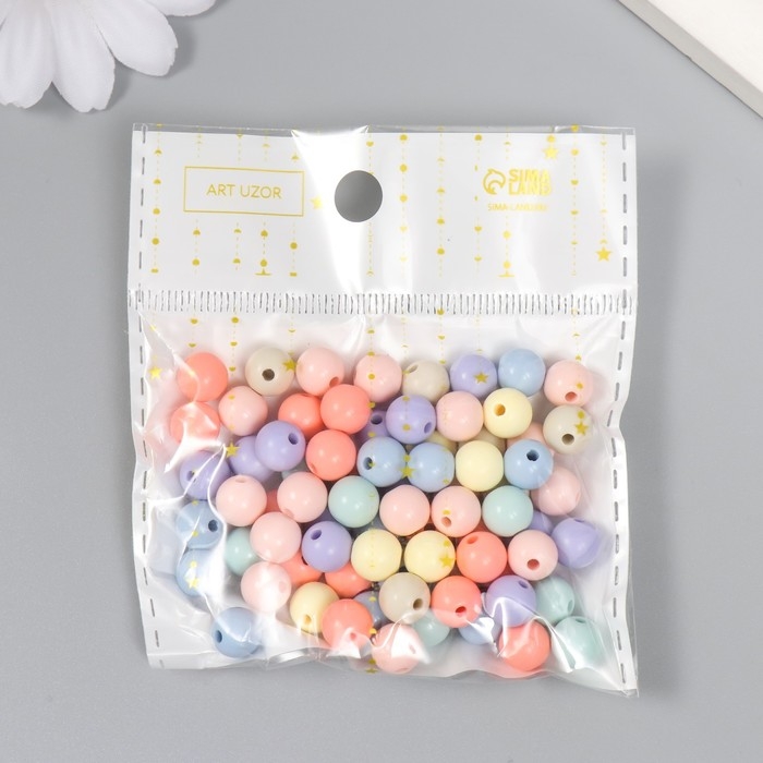Бусины для творчества пластик "Пастельные тона" матовые набор 20 гр d=0,8 см