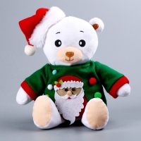 Мягкая игрушка &laquo;Мишка Лаппи&raquo;, новогодняя, в зелёной кофте на липучке, 22 см