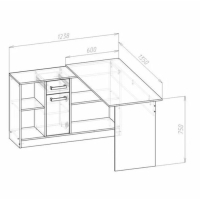 Стол письменный СПЛ-1, 1350х1238х750 Белый