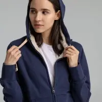 Толстовка унисекс на молнии Sherpa 280 темно-синяя, размер XXS