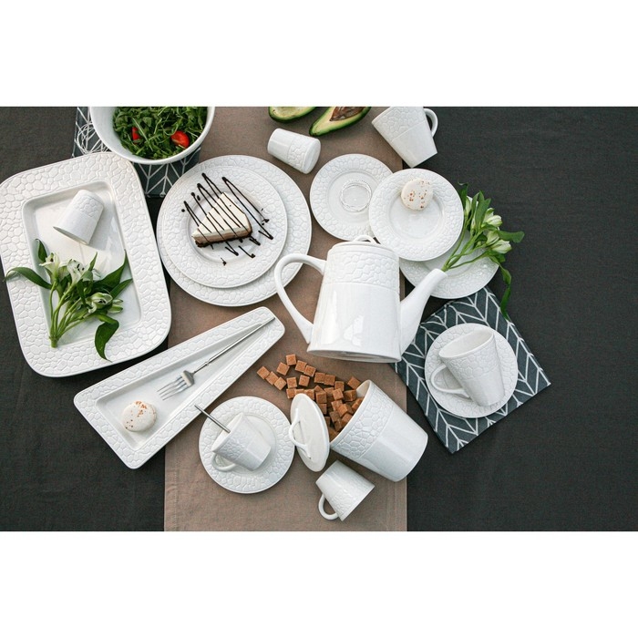 Блюдо фарфоровое для подачи Magistro Rodos, 33,4&times;15,8&times;2,5 см, цвет белый