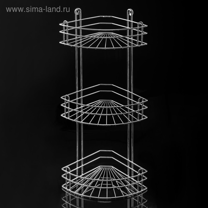 Полка угловая 3-х ярусная, 29×18×60 см, цвет хром Полка угловая 3-х ярусная, 29×18×60 см, цвет хром