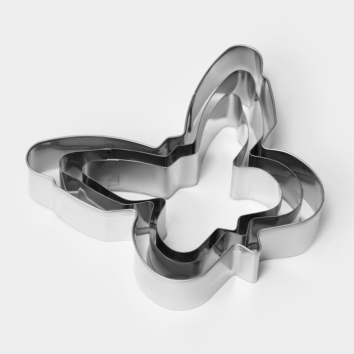 Набор форм для печенья Доляна «Бабочка», 3 шт, цвет серебристый Набор форм для печенья Доляна «Бабочка», 3 шт, цвет серебристый