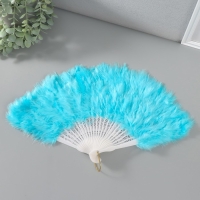 Веер пластик, перо "Голубой" h=26 см 25 лопастей 3х50х26 см Веер пластик, перо "Голубой" h=26 см 25 лопастей 3х50х26 см