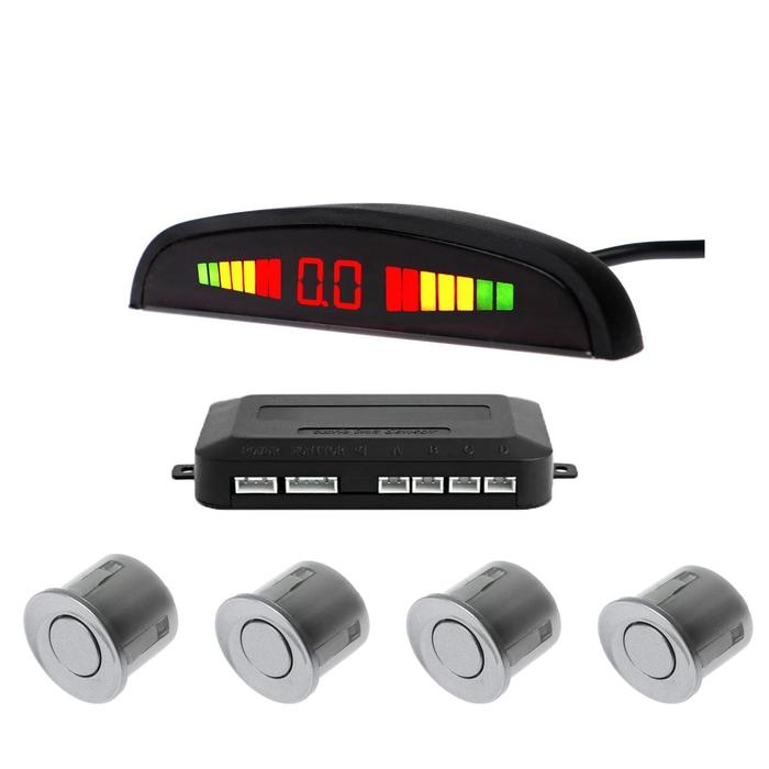 Парковочная система, 4 датчика, LED-экран, 12 В, датчик серый