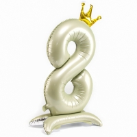 Шар фольгированный 42" «Цифра 8 с короной» на подставке, цвет взбитые сливки Шар фольгированный 42" «Цифра 8 с короной» на подставке, цвет взбитые сливки