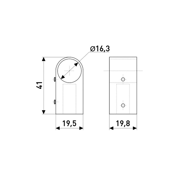 Держатель рейлинга стандарт 307, d-16 мм, Z-1 d-16