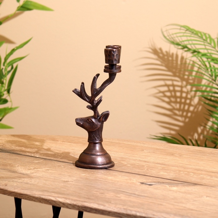 Подсвечник на 2 свечи Подсвечник на 2 свечи "Олень" алюминий 11,5х9х23 см