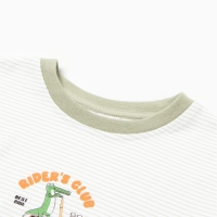 Футболка для мальчика, цвет белый/полоска, рост 110 см