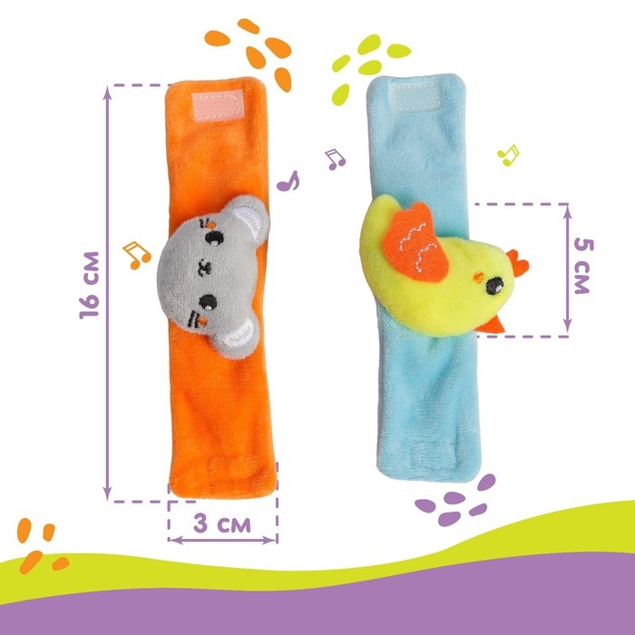 Набор браслеты - погремушки &laquo;Курочка и мышка&raquo;, 2 шт