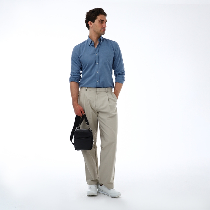 Сумка мужская через плечо TEXTURA, искусственная кожа, цвет чёрный