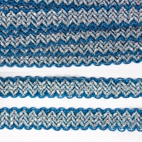 Тесьма волной, голубая с серебром, в рулоне 10 м