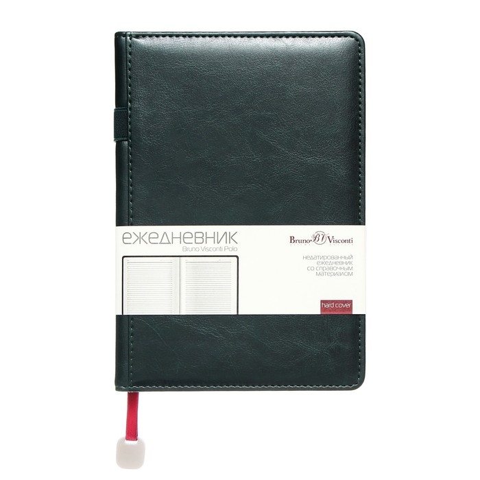 Ежедневник недатированный А5, 160 листов POLO NEW, твёрдая обложка, искусственная кожа, зелёный