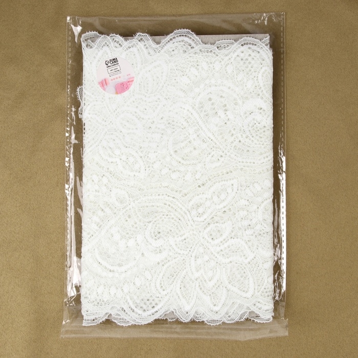 Кружевная эластичная ткань, 210 мм &times; 2,7 &plusmn; 0,5 м, цвет белый