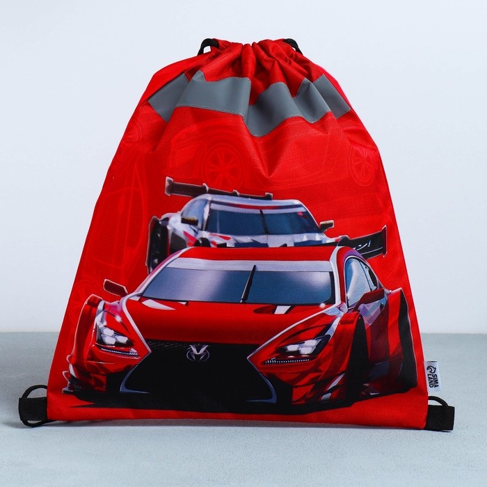 Мешок для обуви со светоотражающим элементом &laquo;Гоночная тачка&raquo; 30 х 40 см