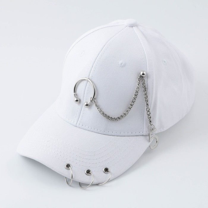 Кепка женская с кольцами, цвет белый, р-р 56 Кепка женская с кольцами, цвет белый, р-р 56