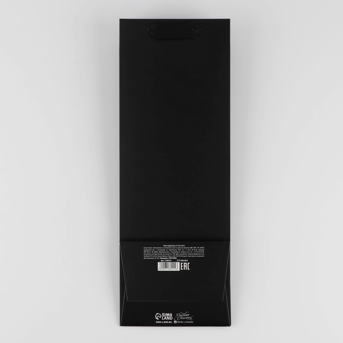 Пакет подарочный под бутылку, упаковка, &laquo;Чёрный&raquo;, 13 x 36 x 10 см