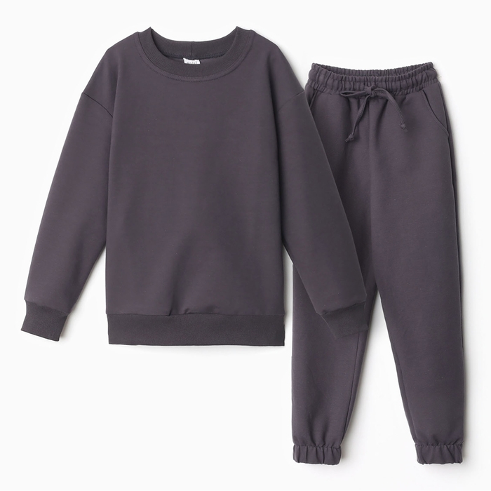 Костюм (свитшот и брюки) детский MINAKU, цвет графит, рост 134 см
