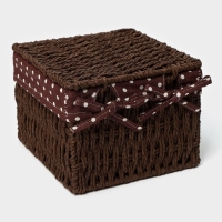 Набор интерьерных корзин ручной работы с крышкой LaDо́m, 2 шт, размер: 20&times;20&times;15 см, 25&times;25&times;18 см