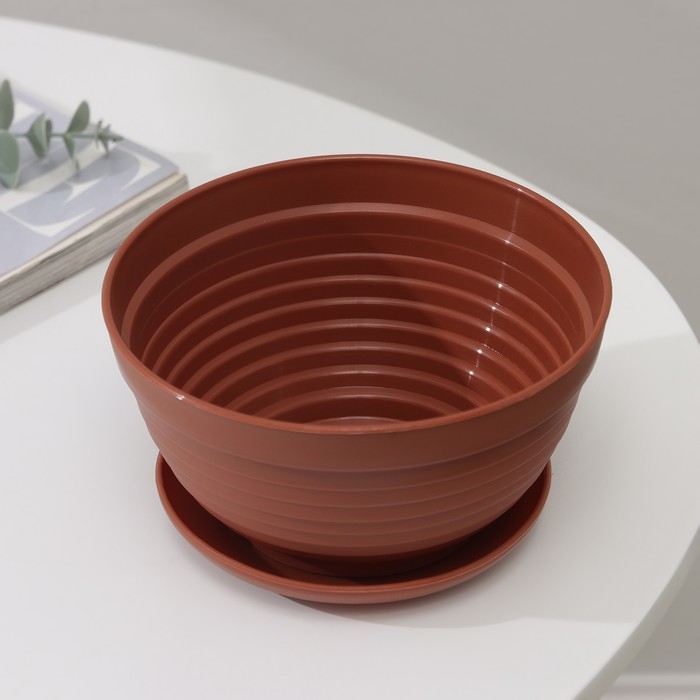 Горшок с подставкой &laquo;Алиса&raquo;, 0,7 л, цвет терракот