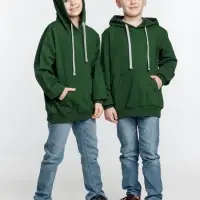 Толстовка с капюшоном детская Kirenga Kids, темно-зеленая, 10 лет