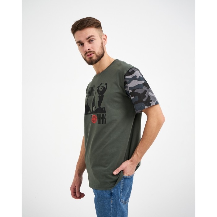 Футболка мужская KAFTAN "Охотник", хаки, р. 50