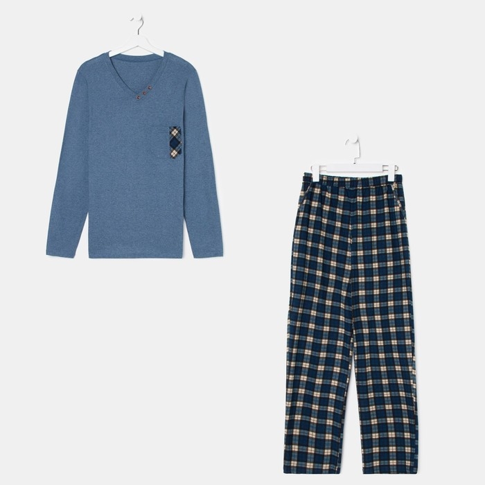 Комплект (лонгслив,брюки) мужской, цвет тёмно-синий, размер 58