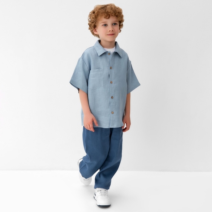 Рубашка для мальчика KAFTAN Linen, р. 30 (98-104), голубой