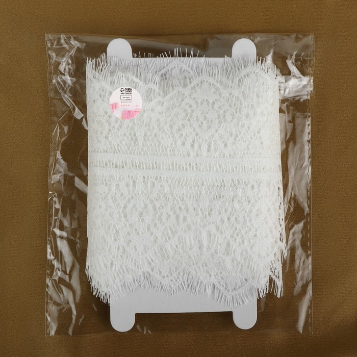 Кружево реснички, 105 мм &times; 9 &plusmn; 0,5 м, в бобине 3 шт по 3 м, цвет белый