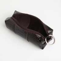 Ключница карманная на молнии, TEXTURA, длина 12,5 см, кольцо, цвет коричневый Ключница карманная на молнии, TEXTURA, длина 12,5 см, кольцо, цвет коричневый
