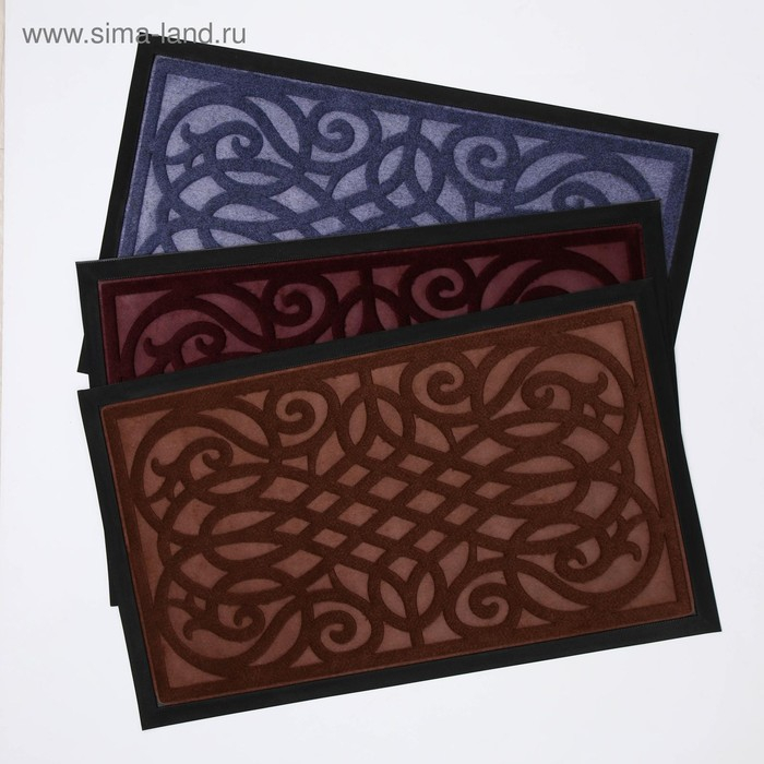 Коврик влаговпитывающий придверный с окантовкой Доляна &laquo;Вензель&raquo;, 45&times;75 см, цвет МИКС