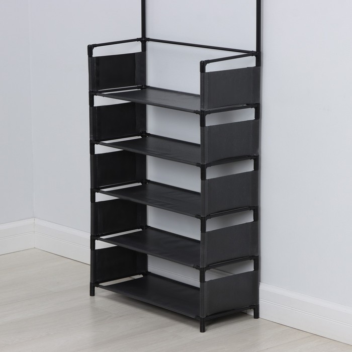 Вешалка - стойка напольная для одежды LaDо́m, с полками для хранения, 5 ярусов, 60&times;26&times;172 см, цвет чёрный