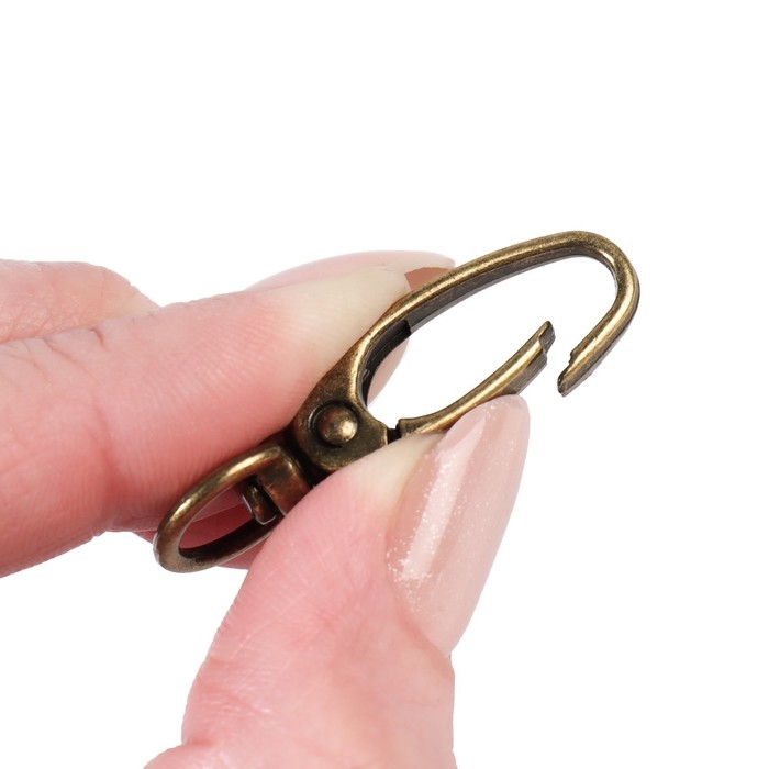 Карабин металлический, 38 &times; 12 мм / 10 &times; 1 мм, 6 шт, цвет бронзовый