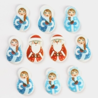 Новый год! Посыпка медальоны сахарная с картинкой микс: «Дед Мороз и Снегурочка», для декора капкейков, торта, напитков, 20 гр Новый год! Посыпка медальоны сахарная с картинкой микс: «Дед Мороз и Снегурочка», для декора капкейков, торта, напитков, 20 гр