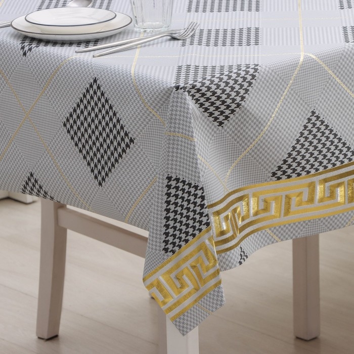 Клеёнка на стол &laquo;Гусиная лапка&raquo;, на тканевой основе, рулон 20 метров, ширина 137 см