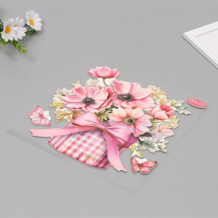 Наклейка пластик интерьерная "Розовый букет" 40х31 см