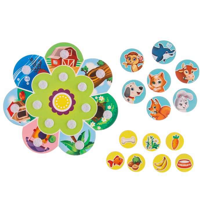 Головоломка. Обучающий круг с липучками &laquo;Кто где живёт и кто что ест?&raquo;