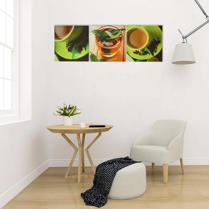 Картина модульная на подрамнике Картина модульная на подрамнике "Чашка чая" 3шт.-28*28см; 28х84см