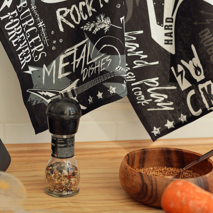 Набор кухонных полотенец Доляна Rock'n'roll 35х60см-4шт, 100% хл